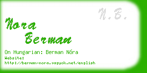 nora berman business card